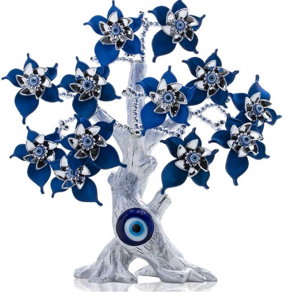 Blue and Silver Decorative Tree with Evil Eye